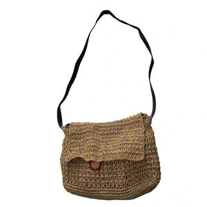 Jenny Buchanan tan‎ straw minimalist shoulder bag